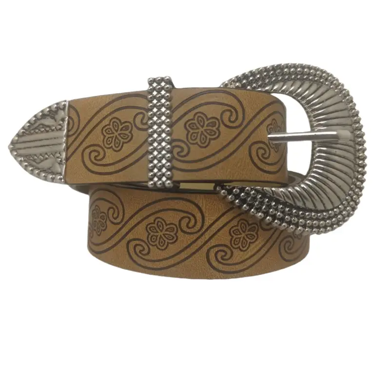 Vintage Metal Buckle Belt with Printed Design - Image 5
