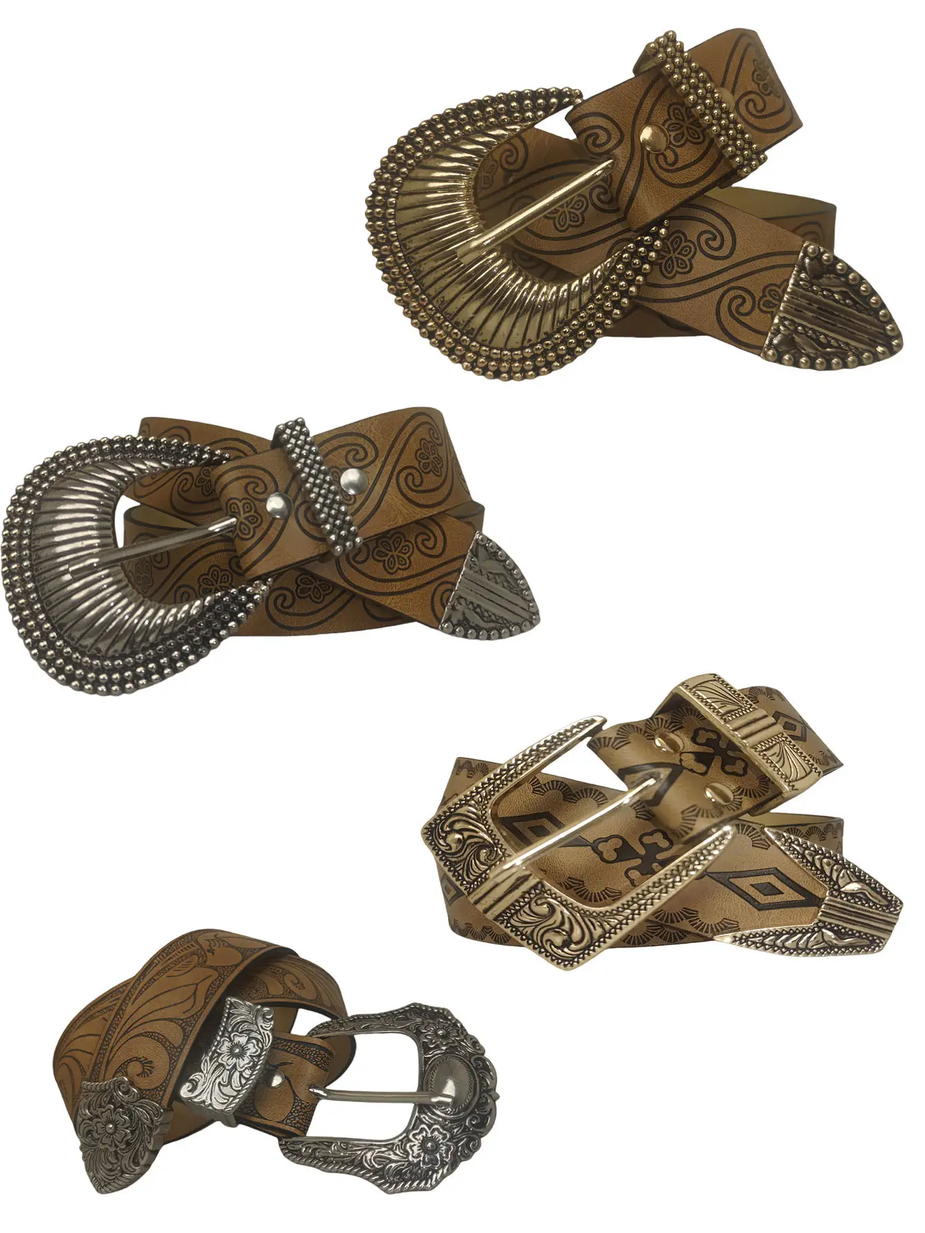 Vintage Metal Buckle Belt with Printed Design — feature 3