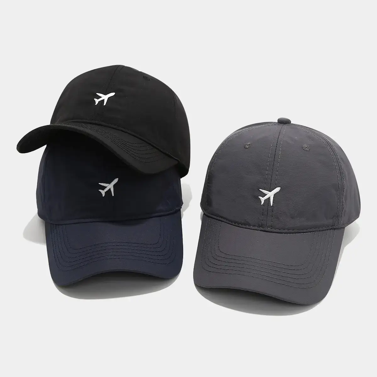 Men's Black & Grey Baseball Caps with Embroidered Logo - Image 7