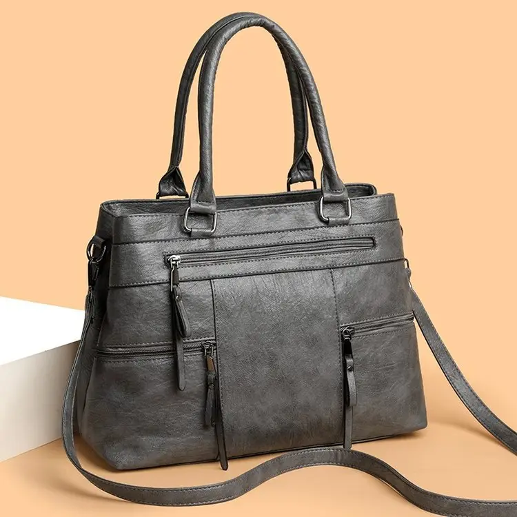 Black Leather Crossbody Bag for Women Large Capacity - Image 5