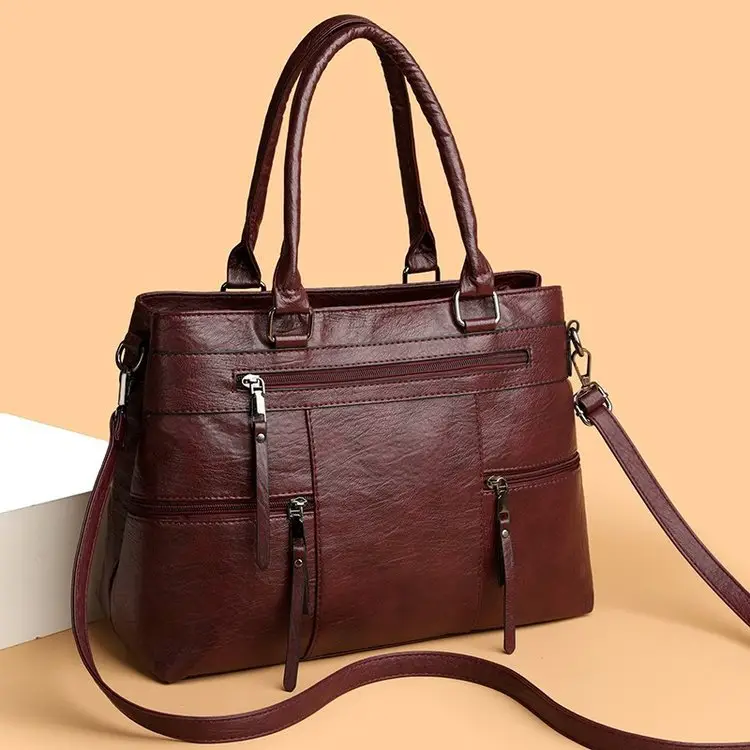 Black Leather Crossbody Bag for Women Large Capacity - Image 6
