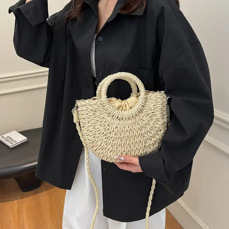 Women's Multi Color Straw Woven Handbag Set - Image 7