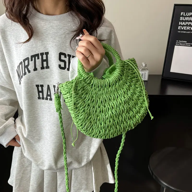 Women's Multi Color Straw Woven Handbag Set - Image 8