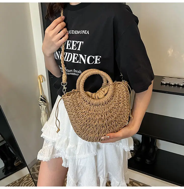 Women's Multi Color Straw Woven Handbag Set — feature 19