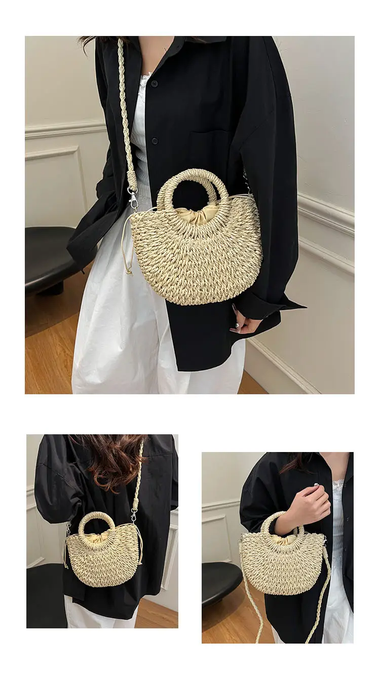 Women's Multi Color Straw Woven Handbag Set — feature 3