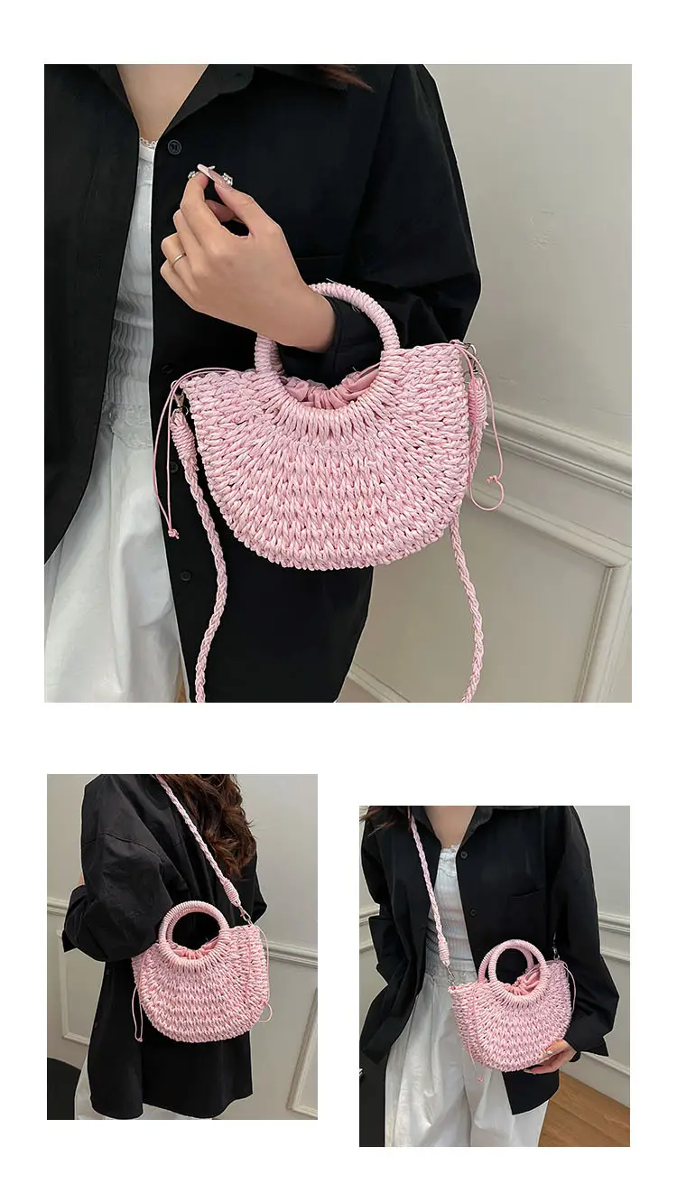 Women's Multi Color Straw Woven Handbag Set — feature 4
