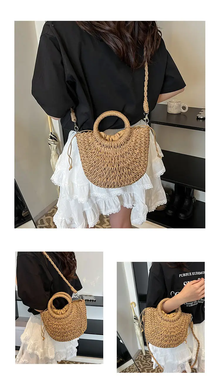 Women's Multi Color Straw Woven Handbag Set — feature 5