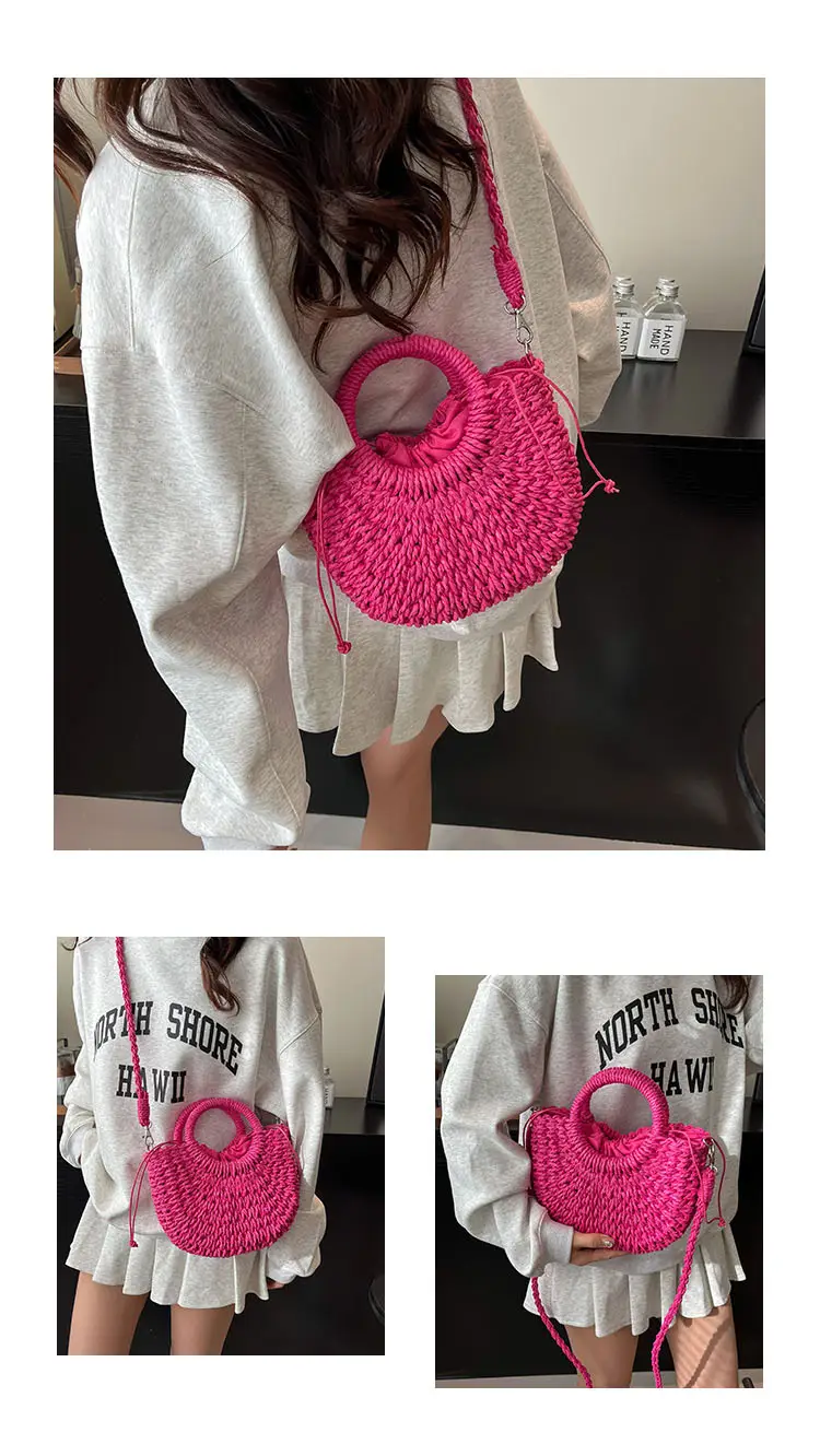 Women's Multi Color Straw Woven Handbag Set — feature 6