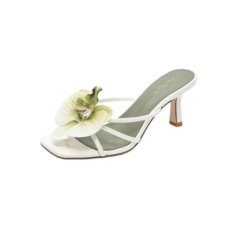 Trendy Travel Beach Sandals, European and American Style, 2026 New Floral Open-Toe High-Heeled Slippers for Women, Summer Outdoor Fashion - Image 6