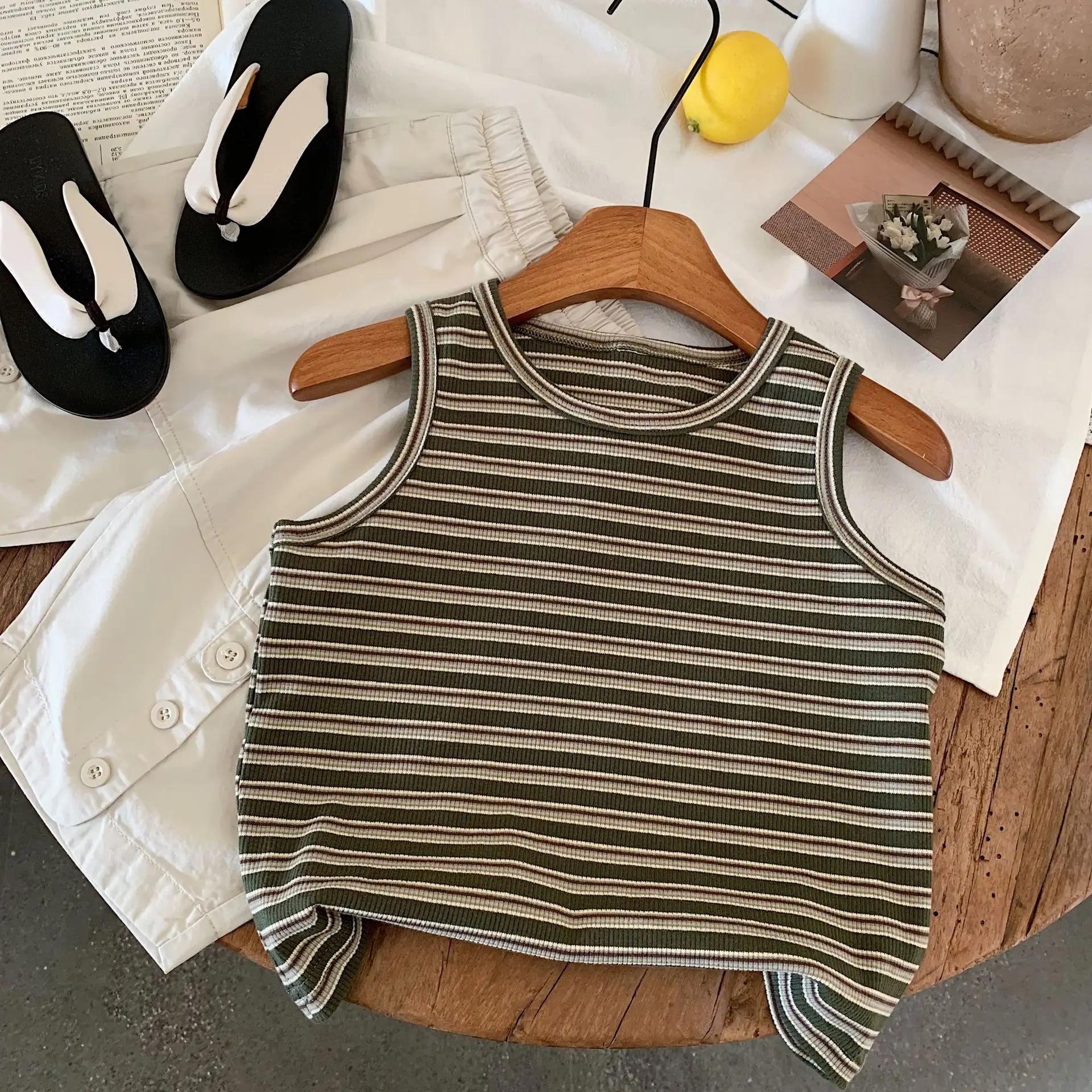 Children Striped Sleeveless Vest Set for Boys 2025 — feature 1