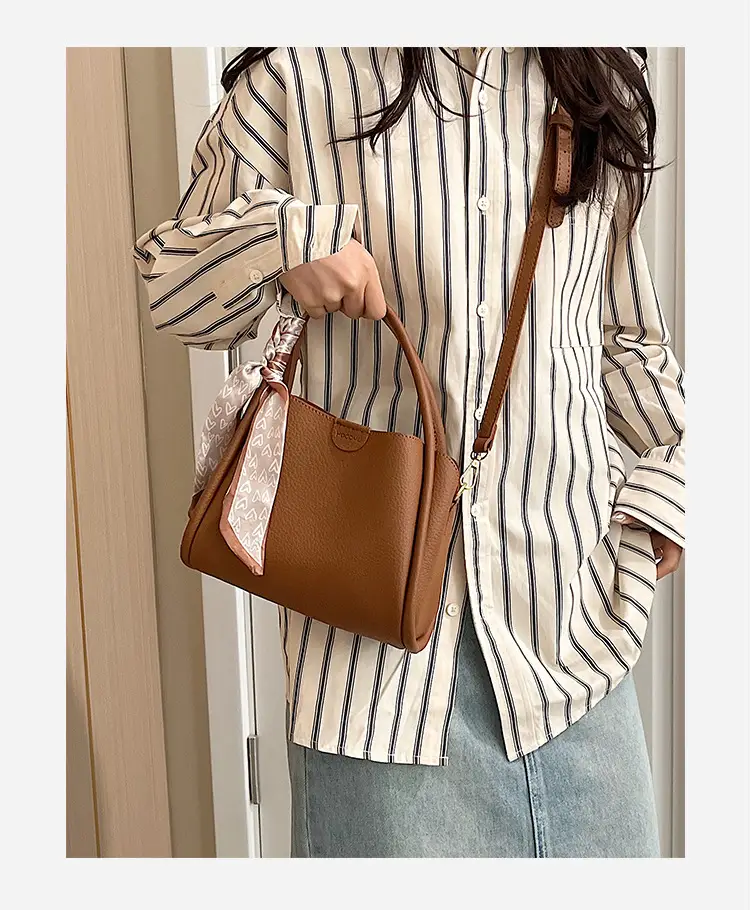 Women's Brown Cowhide Crossbody Scarf Bag 2025 — feature 11