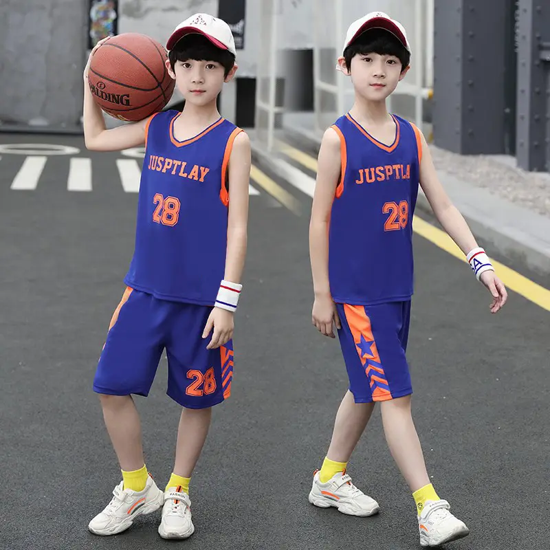 Kids Basketball Vest White Blue 28 Boys - Image 5
