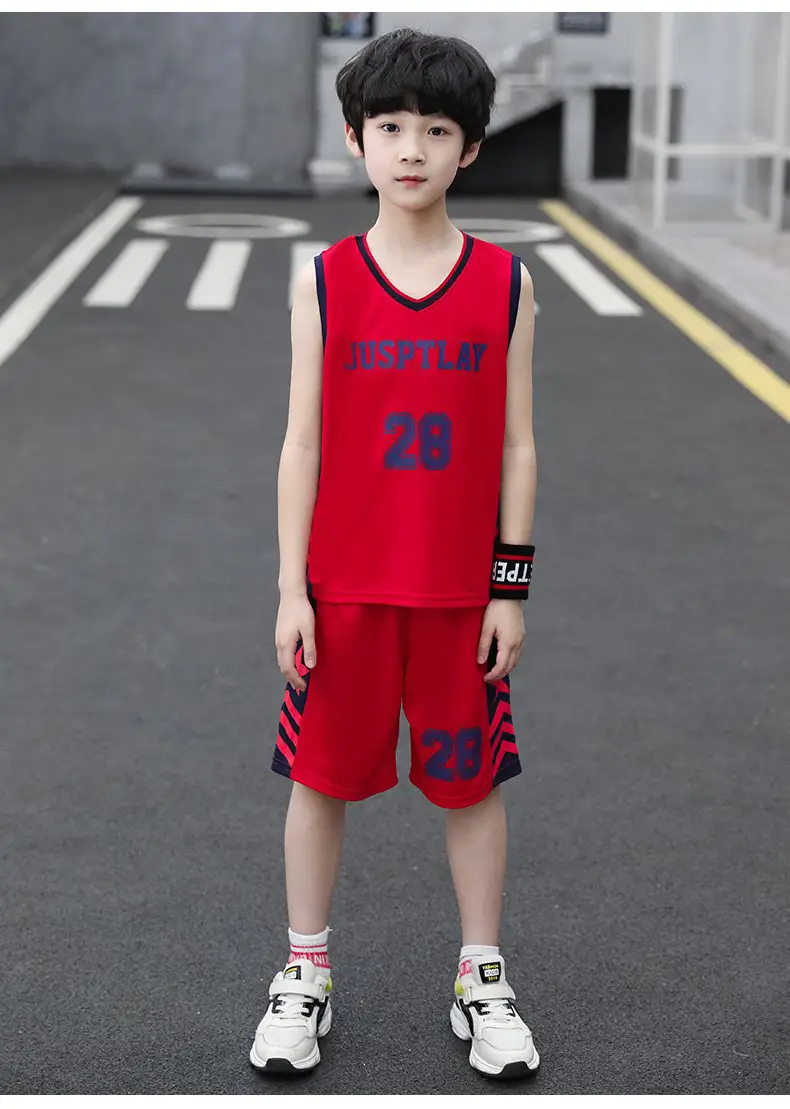 Kids Basketball Vest White Blue 28 Boys — feature 13