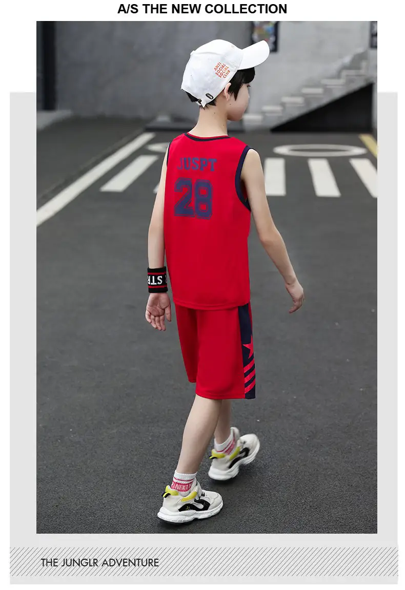 Kids Basketball Vest White Blue 28 Boys — feature 14