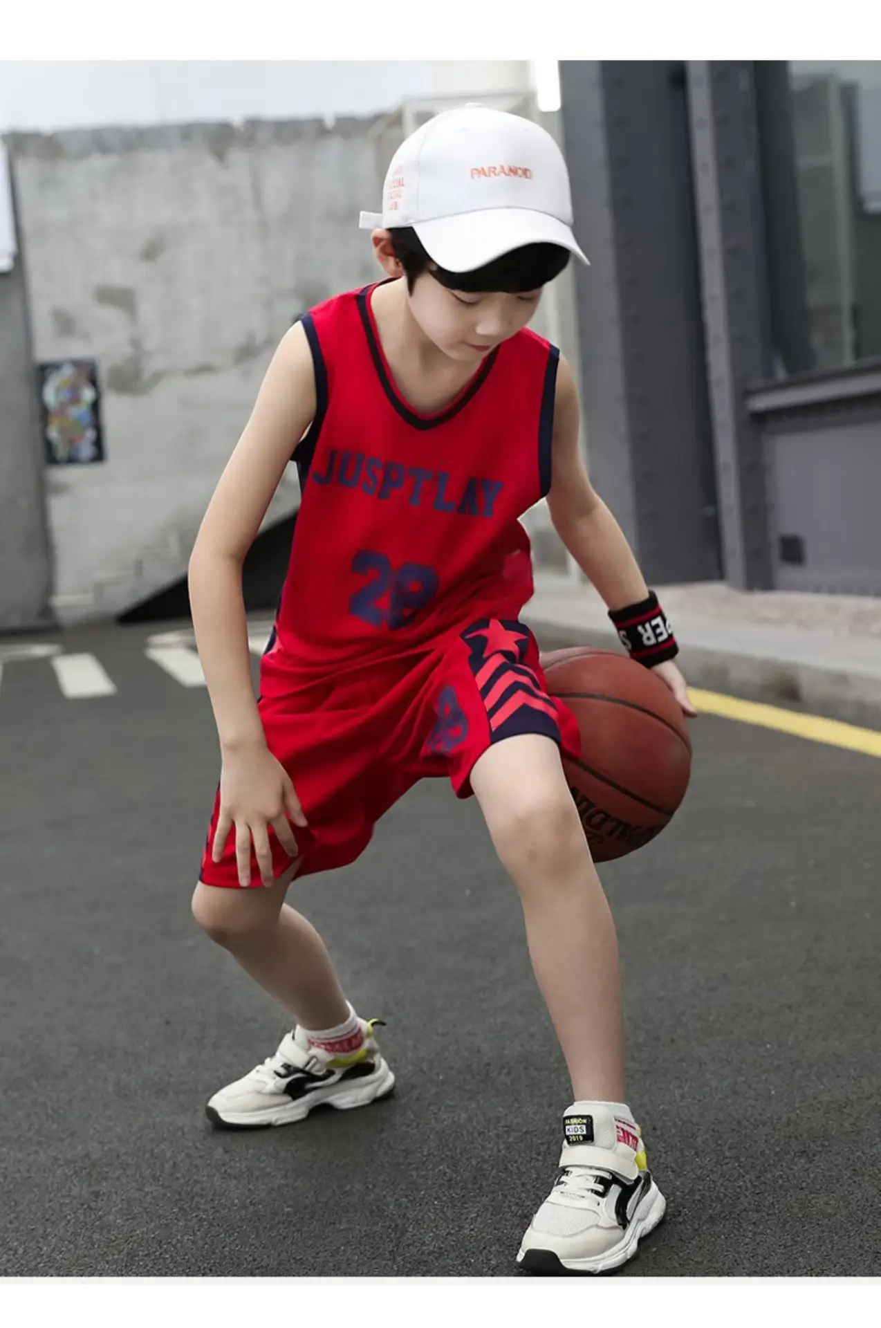 Kids Basketball Vest White Blue 28 Boys — feature 15