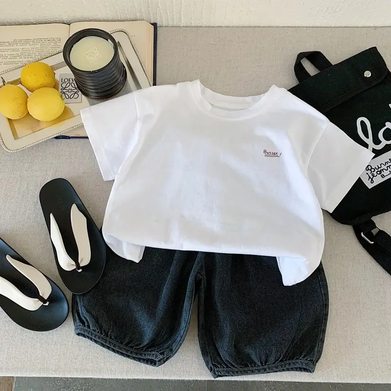 Boys White Lemon Print Half Sleeve T-Shirt Set — feature 8