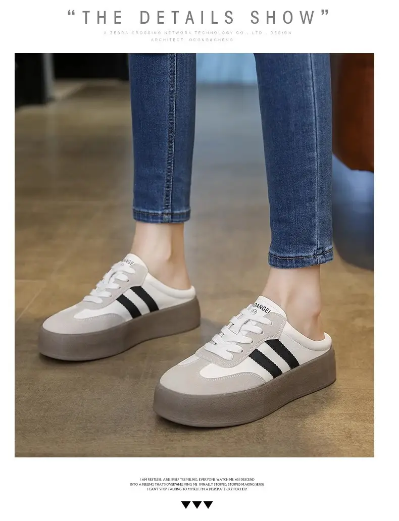 Half Slippers Women's Outfit 2025 Spring and Autumn New Thick Bottom Slippers Lazy Slip-on Shoes Half Slip-on Women's Shoes — feature 15
