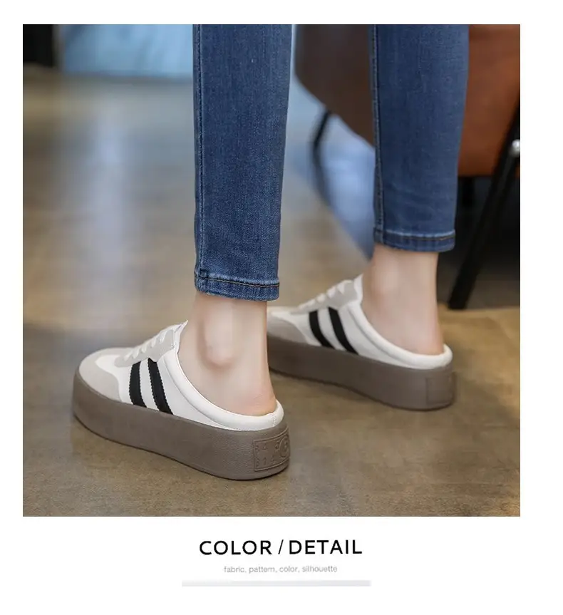 Half Slippers Women's Outfit 2025 Spring and Autumn New Thick Bottom Slippers Lazy Slip-on Shoes Half Slip-on Women's Shoes — feature 16