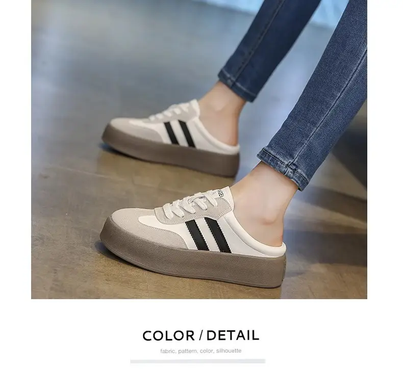 Half Slippers Women's Outfit 2025 Spring and Autumn New Thick Bottom Slippers Lazy Slip-on Shoes Half Slip-on Women's Shoes — feature 17