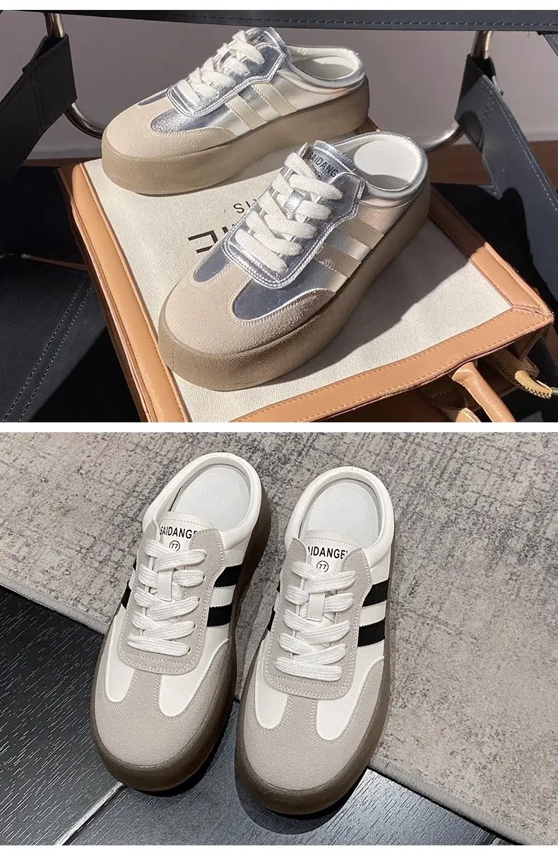 Half Slippers Women's Outfit 2025 Spring and Autumn New Thick Bottom Slippers Lazy Slip-on Shoes Half Slip-on Women's Shoes — feature 19