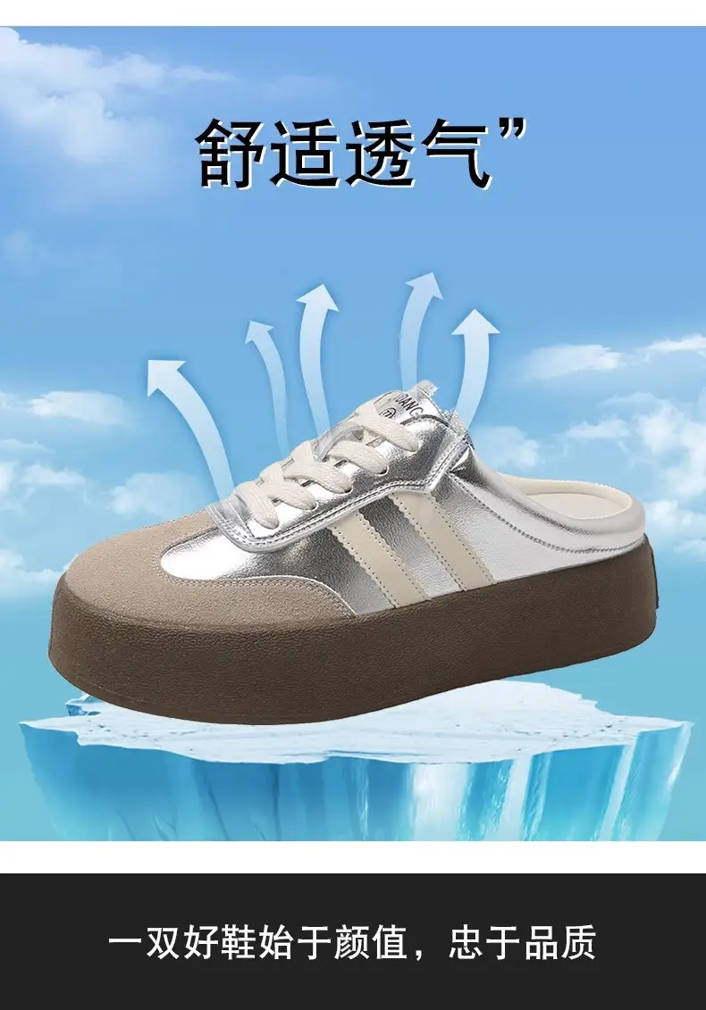 Half Slippers Women's Outfit 2025 Spring and Autumn New Thick Bottom Slippers Lazy Slip-on Shoes Half Slip-on Women's Shoes — feature 4