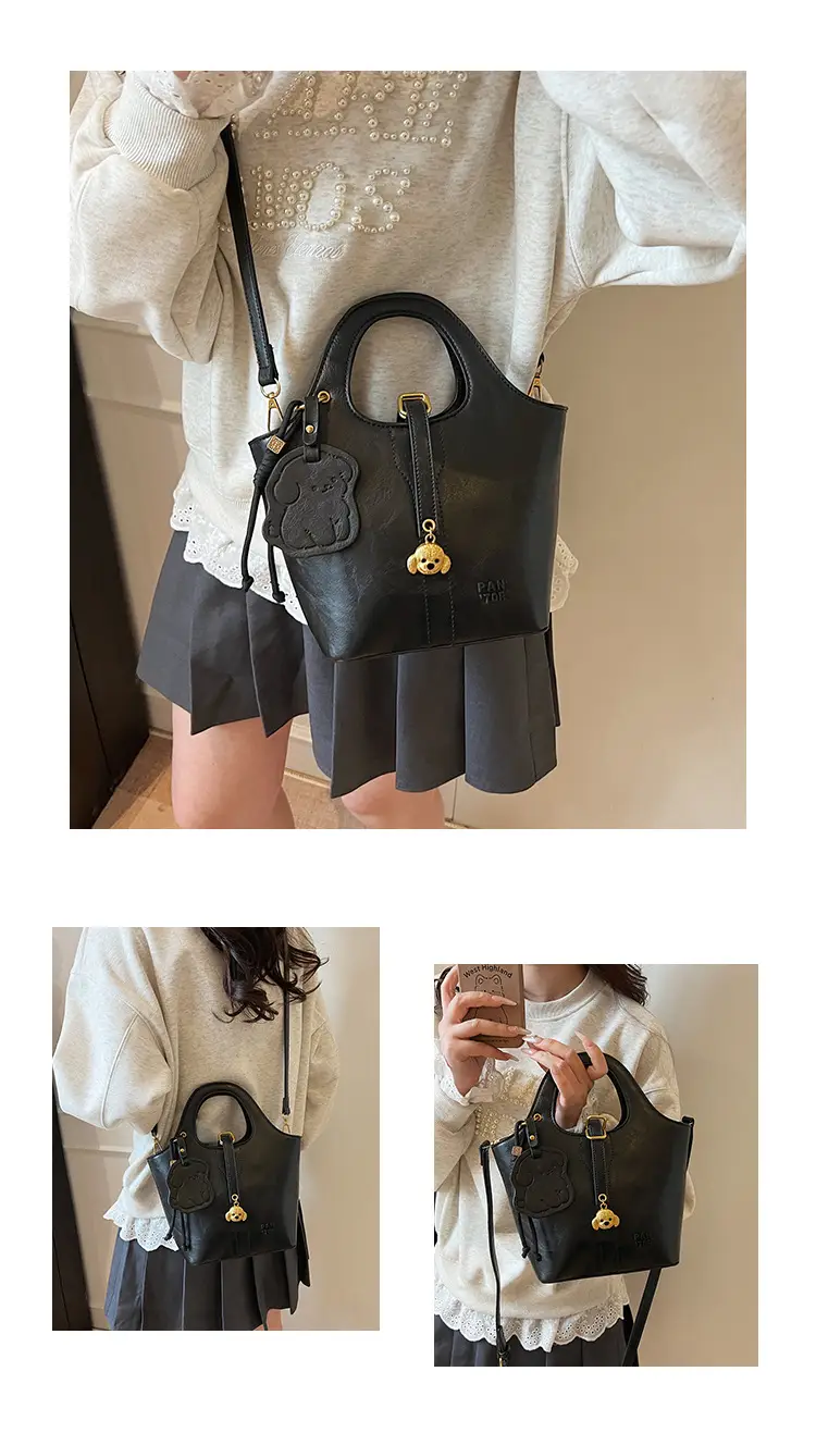 Women's Beige Crossbody Shoulder Bag with Bear Design — feature 13