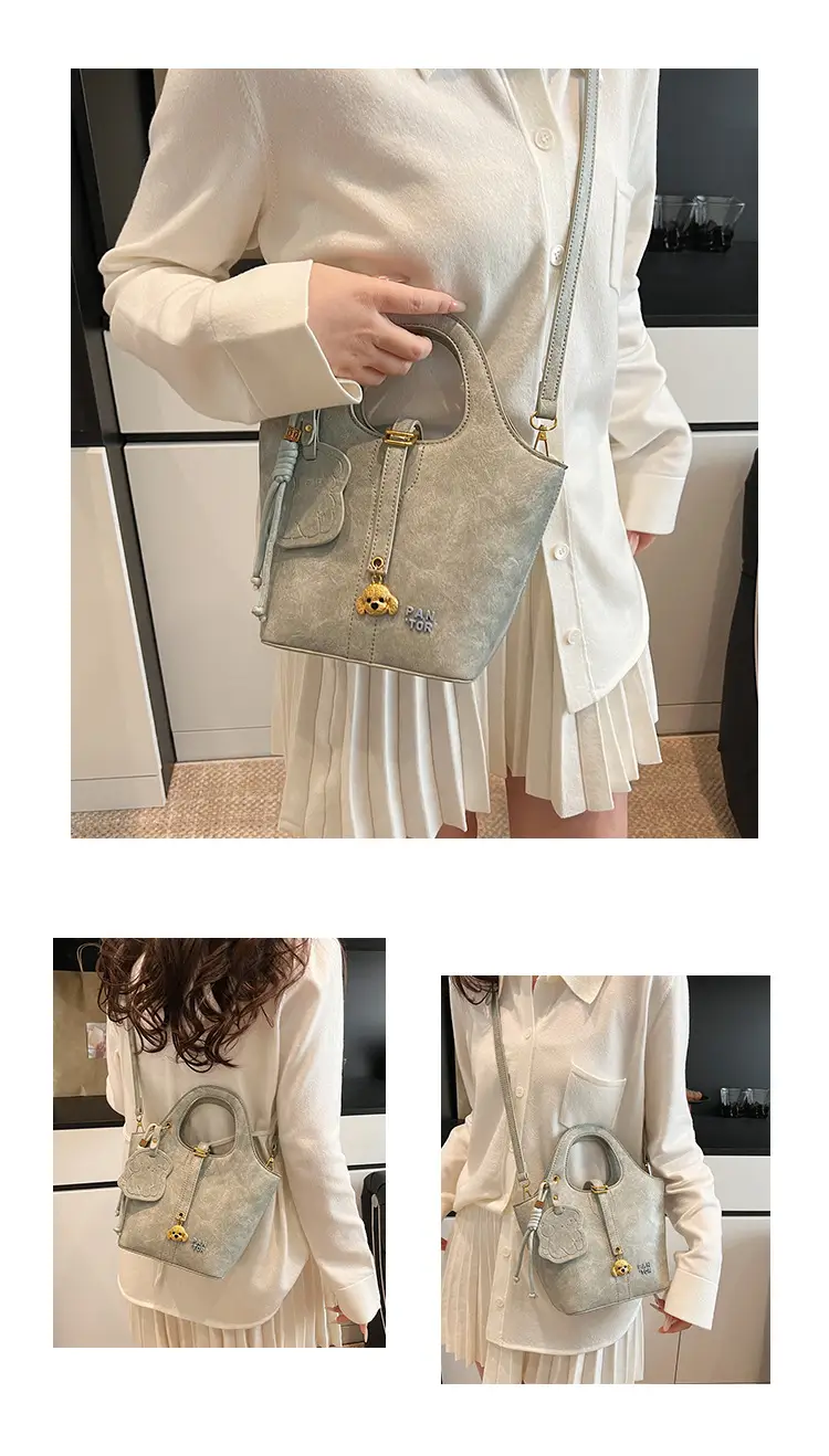 Women's Beige Crossbody Shoulder Bag with Bear Design — feature 14