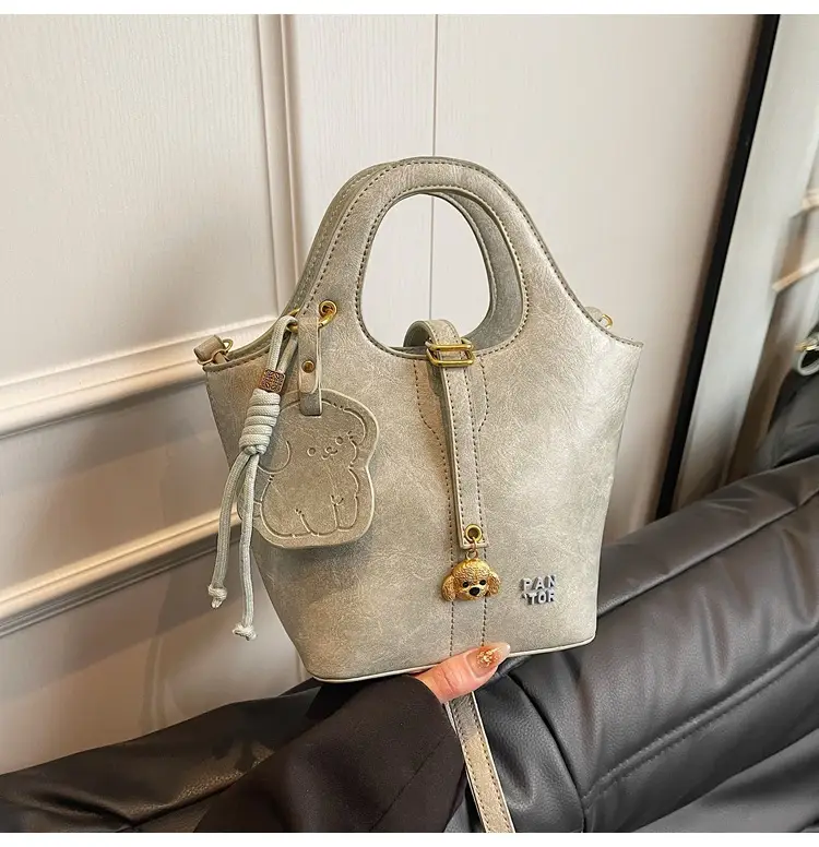 Women's Beige Crossbody Shoulder Bag with Bear Design — feature 17
