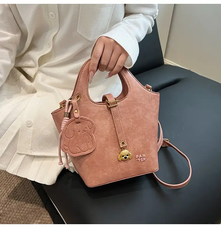 Women's Beige Crossbody Shoulder Bag with Bear Design — feature 25