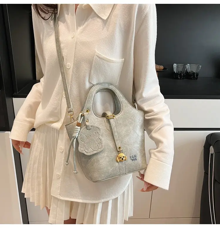 Women's Beige Crossbody Shoulder Bag with Bear Design — feature 27