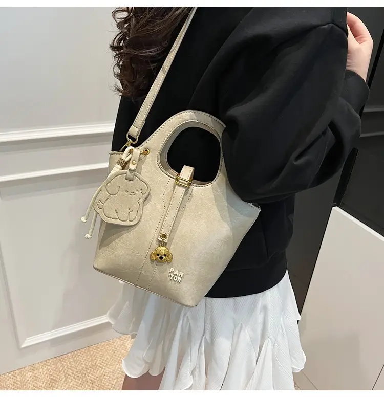 Women's Beige Crossbody Shoulder Bag with Bear Design — feature 29