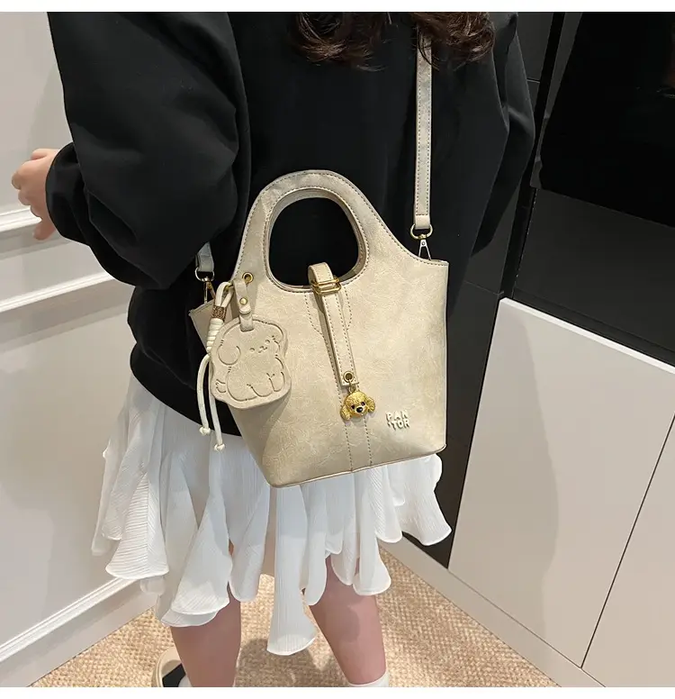 Women's Beige Crossbody Shoulder Bag with Bear Design — feature 30