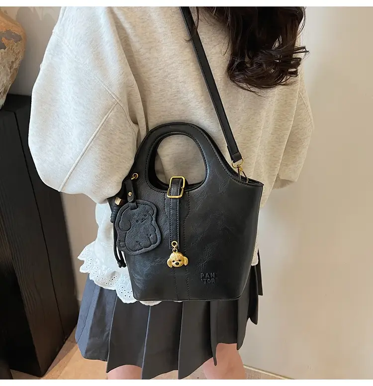 Women's Beige Crossbody Shoulder Bag with Bear Design — feature 31