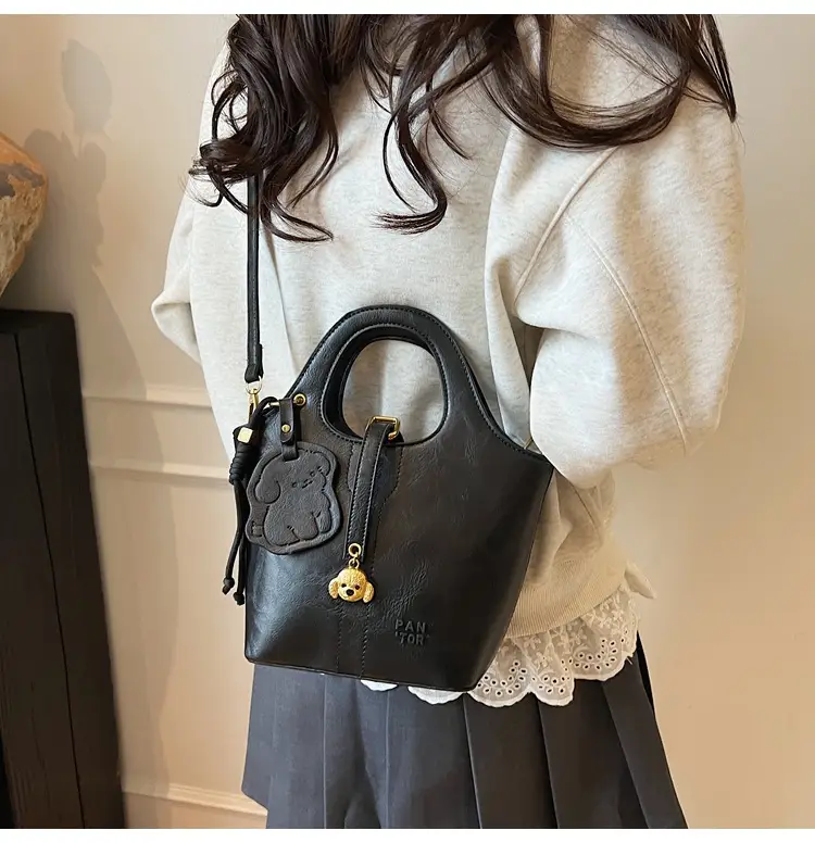 Women's Beige Crossbody Shoulder Bag with Bear Design — feature 32