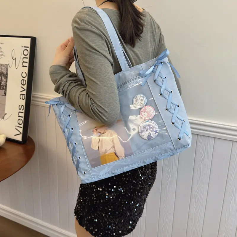 Transparent Two-Dimensional Tote Bag for Women