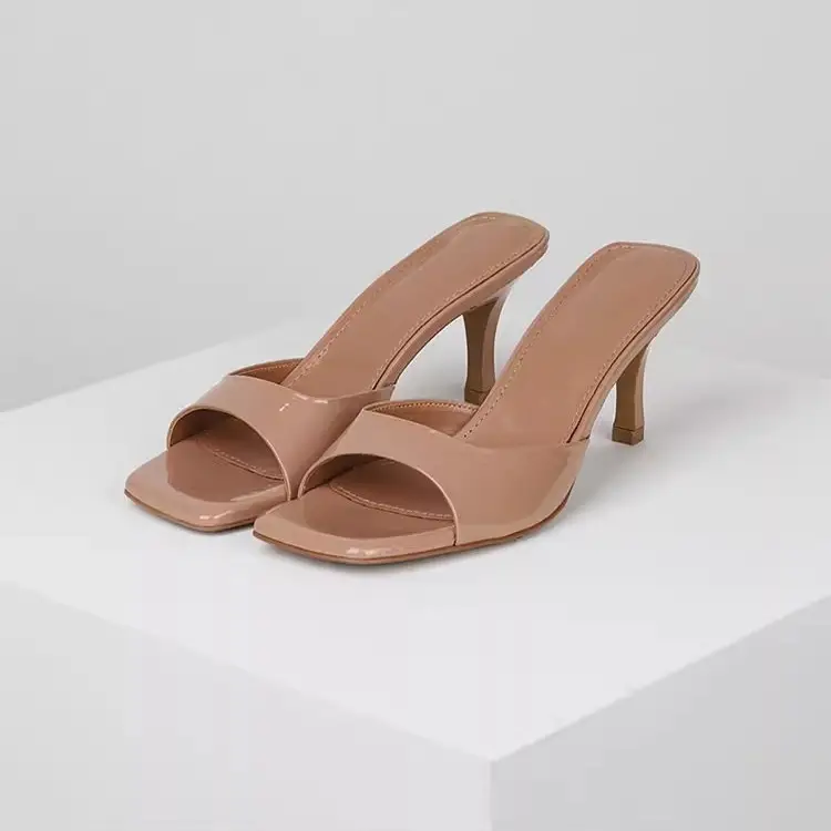 White Square Toe Patent Leather Heel Sandals 2025 - Image 5