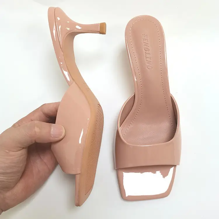 White Square Toe Patent Leather Heel Sandals 2025 - Image 6