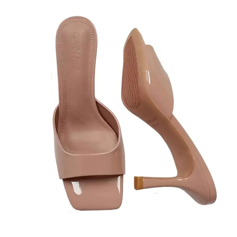 White Square Toe Patent Leather Heel Sandals 2025 - Image 7