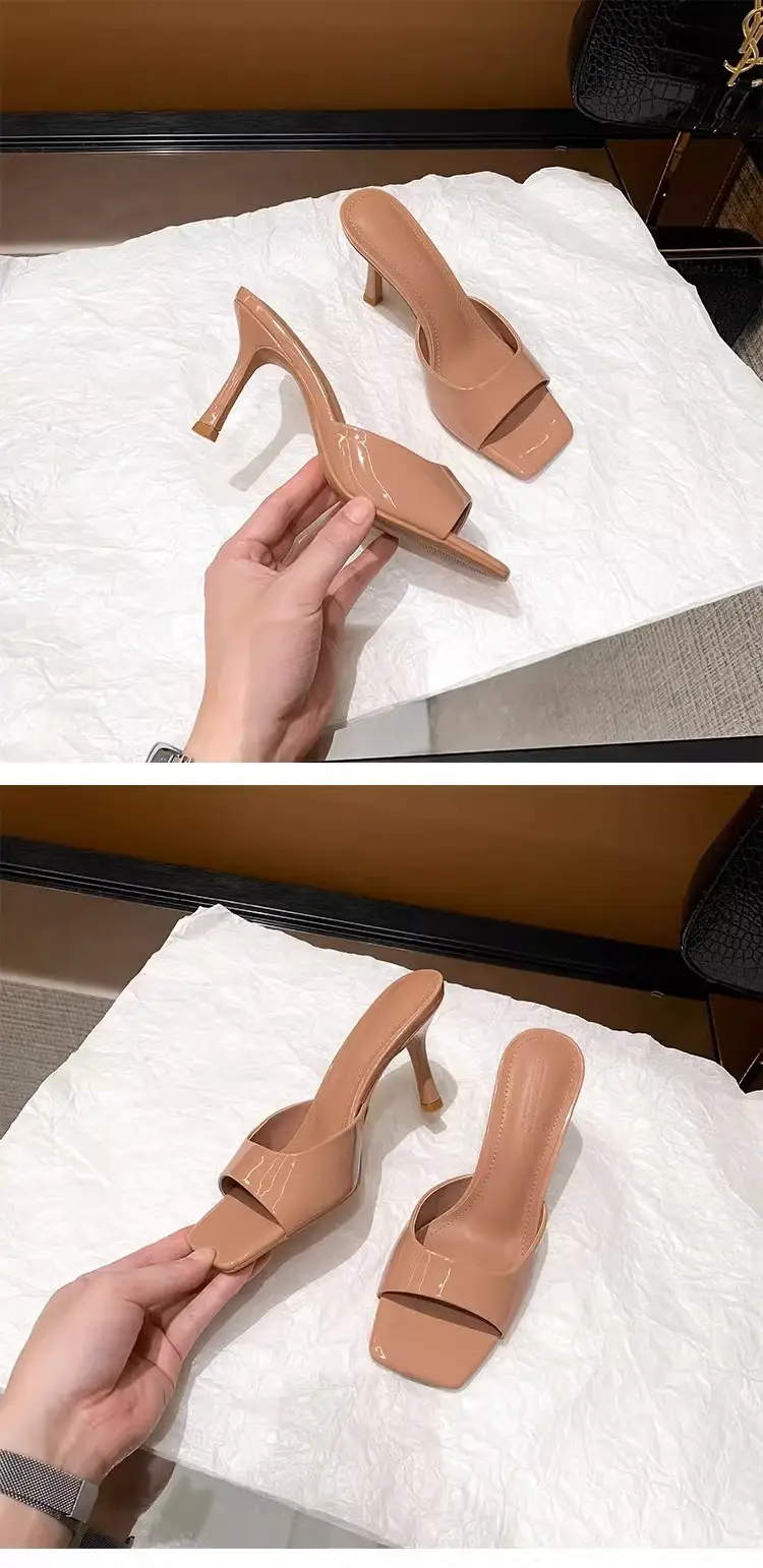White Square Toe Patent Leather Heel Sandals 2025 — feature 2