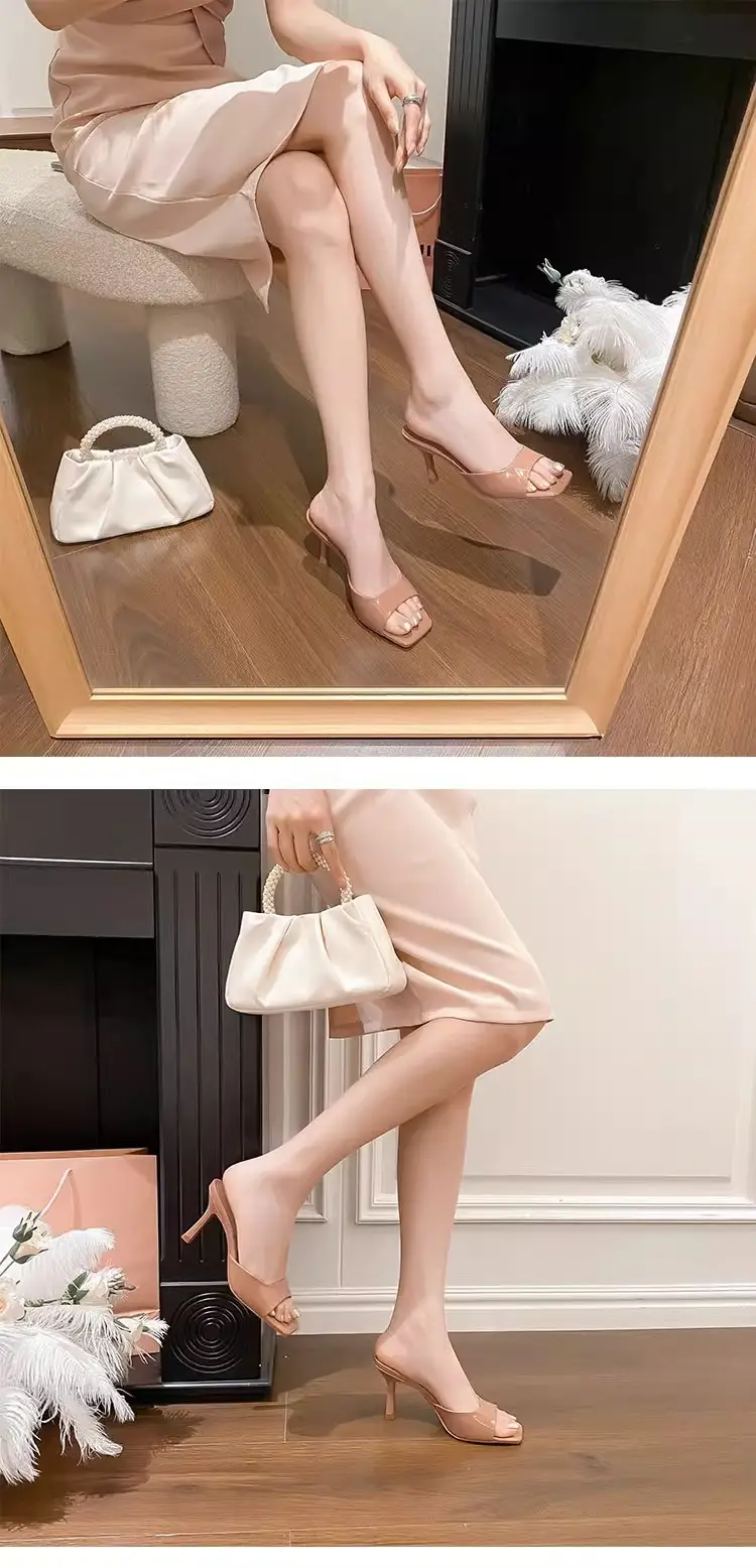 White Square Toe Patent Leather Heel Sandals 2025 — feature 3