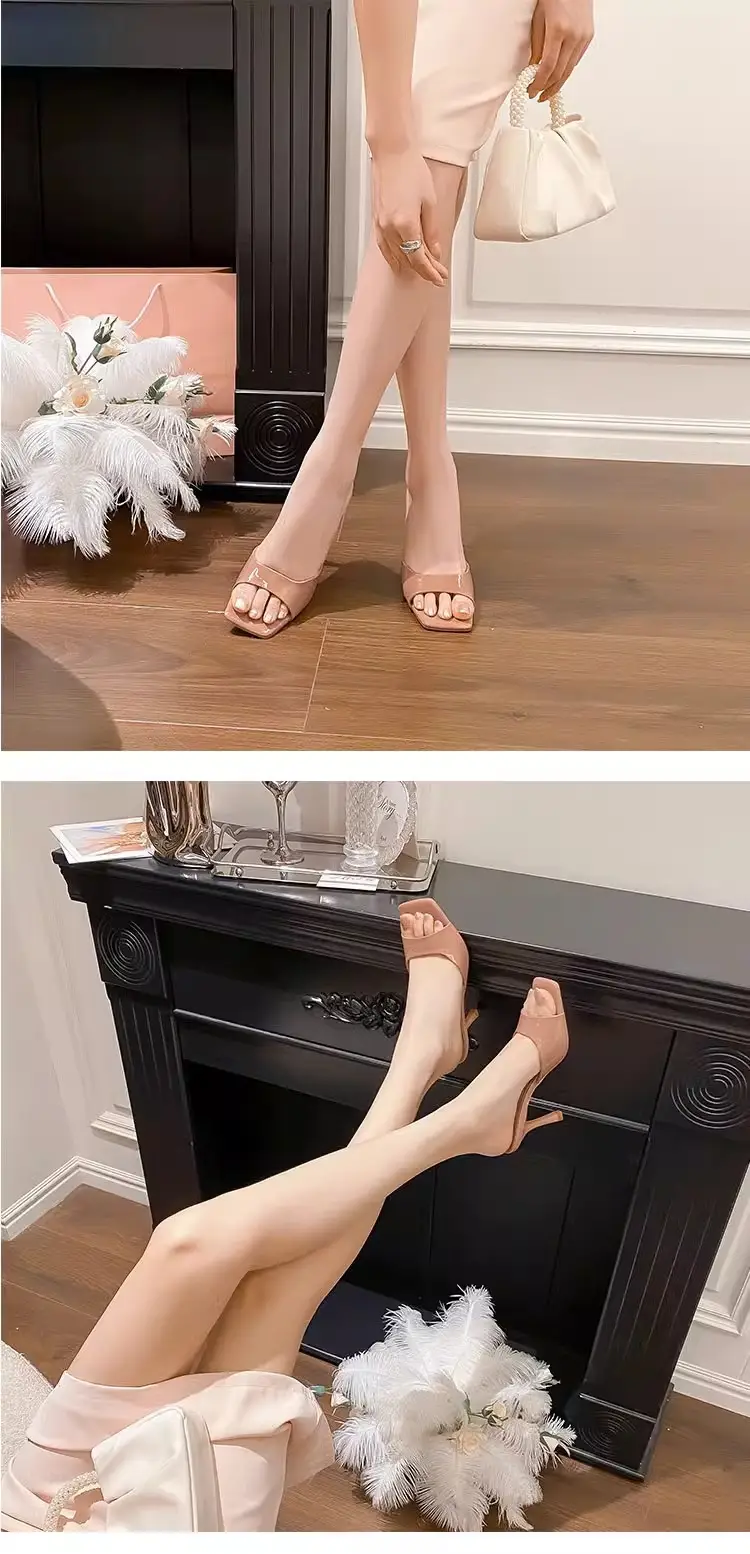 White Square Toe Patent Leather Heel Sandals 2025 — feature 4