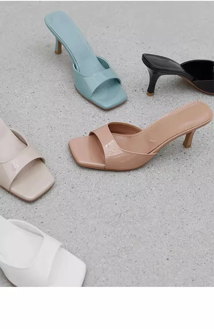 White Square Toe Patent Leather Heel Sandals 2025 — feature 5