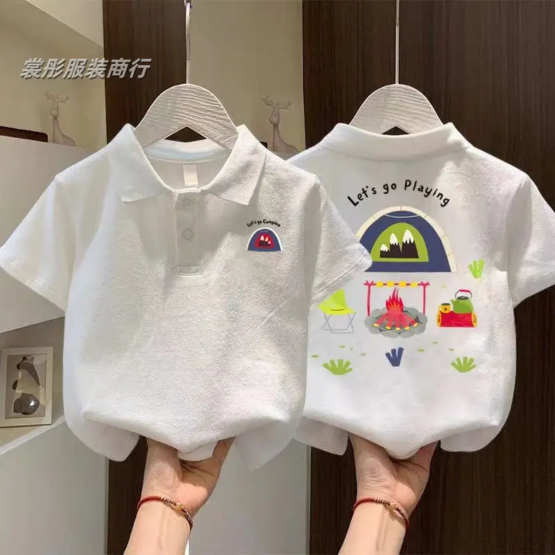 Boys Cotton New Polo Shirt White Numbered 3 — feature 5