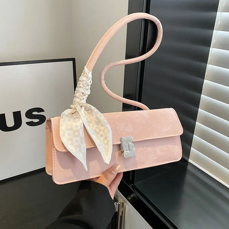 Pink Silk Scarf Shoulder Bag for Women 2025 Spring Summer - Image 5