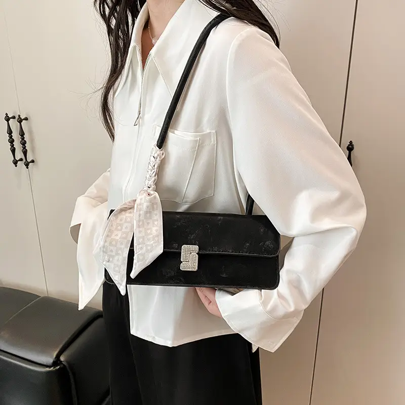 Pink Silk Scarf Shoulder Bag for Women 2025 Spring Summer - Image 6
