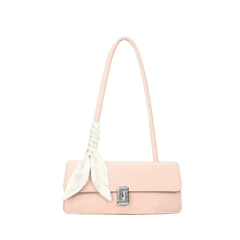 Pink Silk Scarf Shoulder Bag for Women 2025 Spring Summer - Image 3