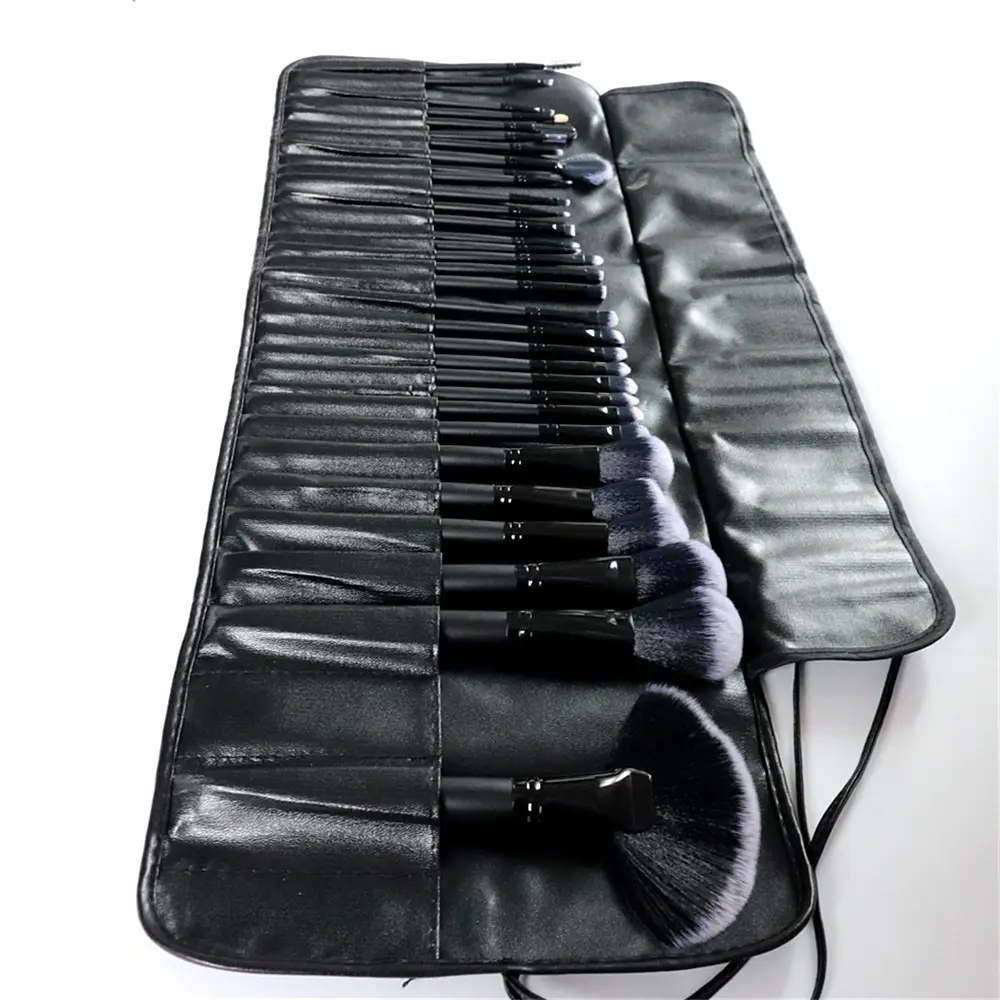 32 Black Crocodile Brush Set Wooden Handles Full Beauty Tools - Image 3