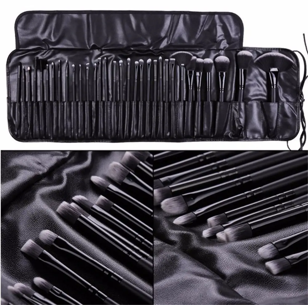 32 Black Crocodile Brush Set Wooden Handles Full Beauty Tools β feature 5