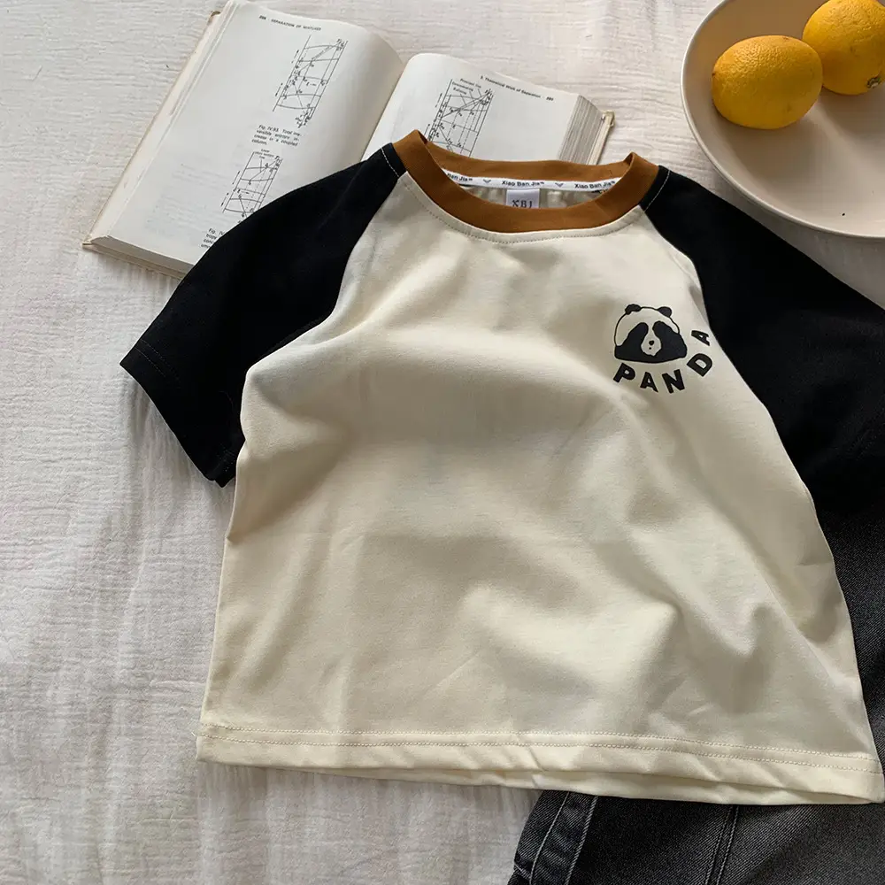 Boys Cotton Short Sleeve Cartoon T-Shirt White Black — feature 5