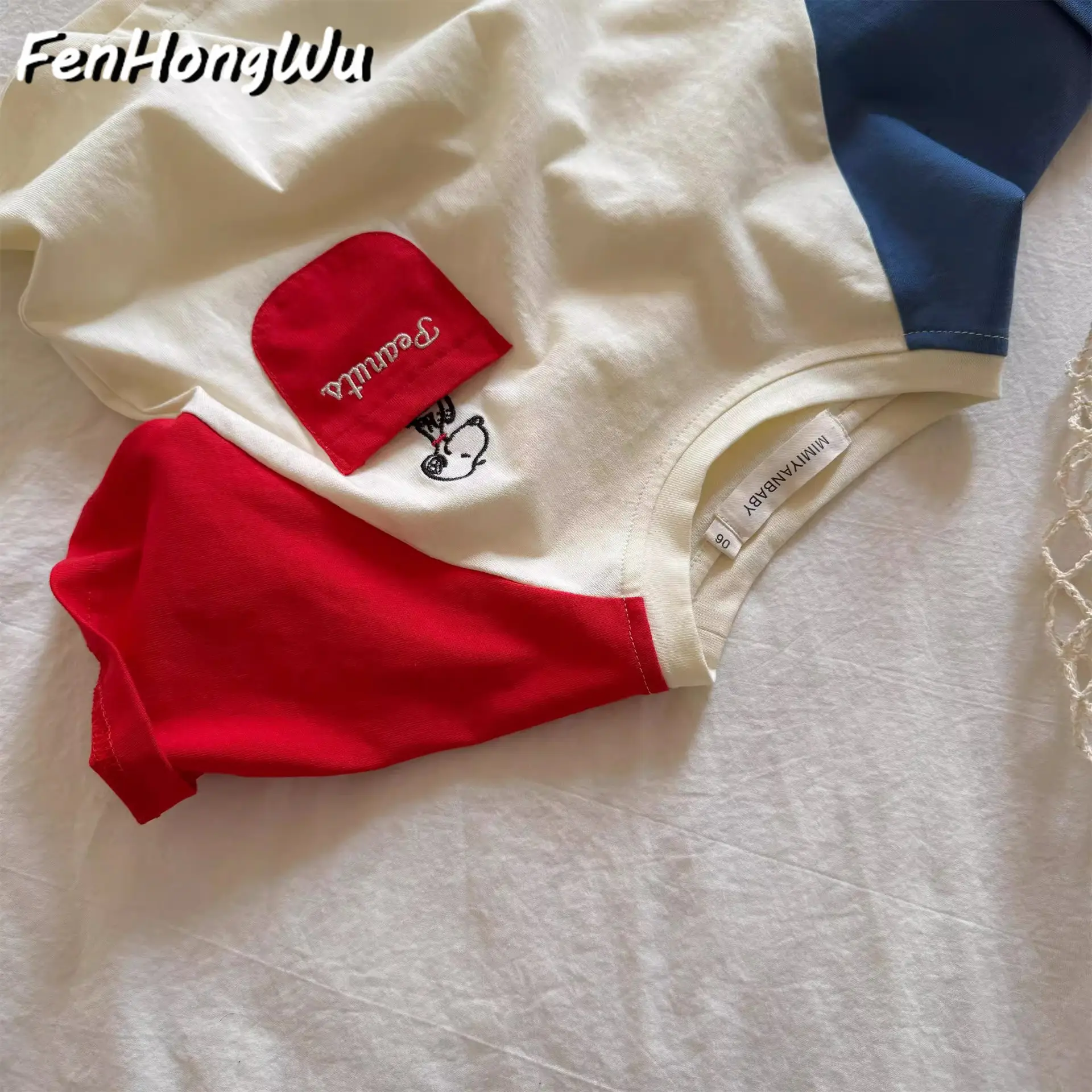Children Cotton Short Sleeve T-Shirt Red Peanuts Design - Image 3
